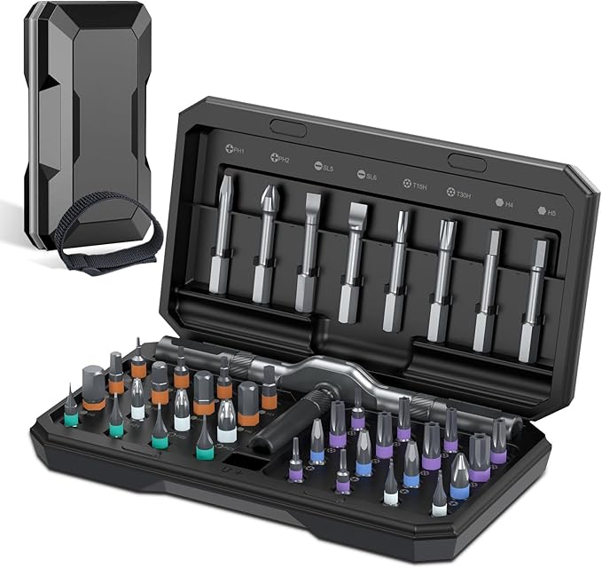 42 In 1 Magnetic Ratchet Screwdriver Set, Multifunctional Diy Ratchet Mini Screwdriver Set, Precision Repair Tool With Detachable Handle, Small Screw Driver For Furniture Computer (42PCS-BLACK)