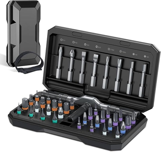 42 In 1 Magnetic Ratchet Screwdriver Set, Multifunctional Diy Ratchet Mini Screwdriver Set, Precision Repair Tool With Detachable Handle, Small Screw Driver For Furniture Computer (42PCS-BLACK)