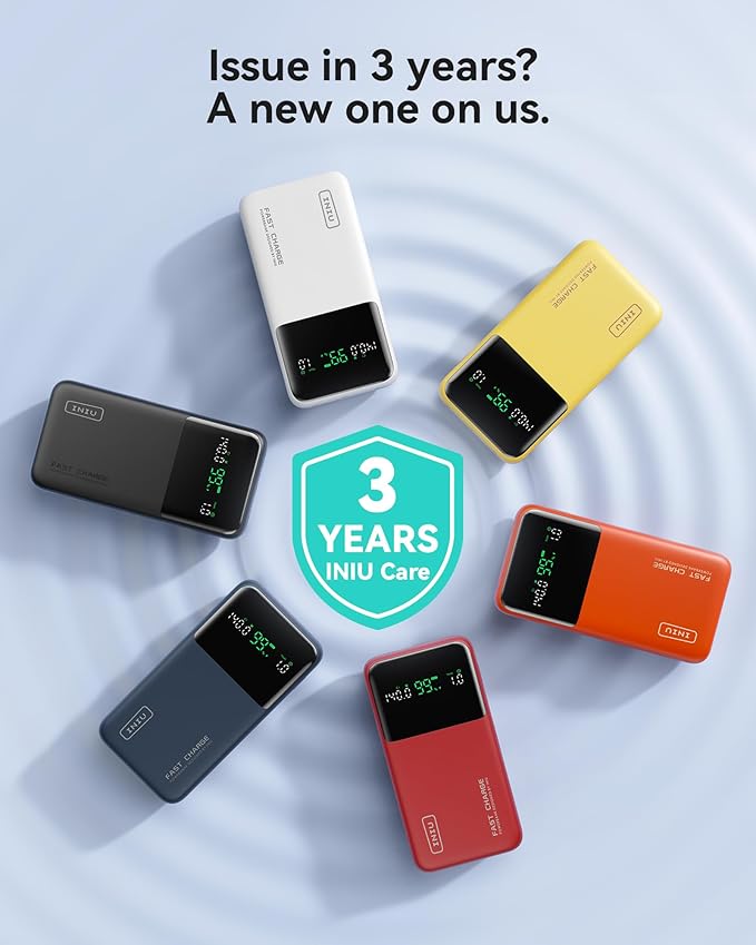 INIU 140W Power Bank, 25000mAh High Capacity Laptop & Phone Portable Charger, Fast Charging Flight Cruise Ship Family Essentials Traveling Mini Battery Pack for College Student Teen Boys Girls, Orange