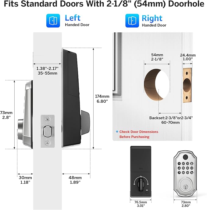 LOCK&SOLVER Keyless Entry Door Lock, Smart Lock for Front Door, Keypad Fingerprint Doorlock, App Remote Control, One-Time Code, Auto Lock, Easy Installation with Video Guide, Rust-Resistant Zinc