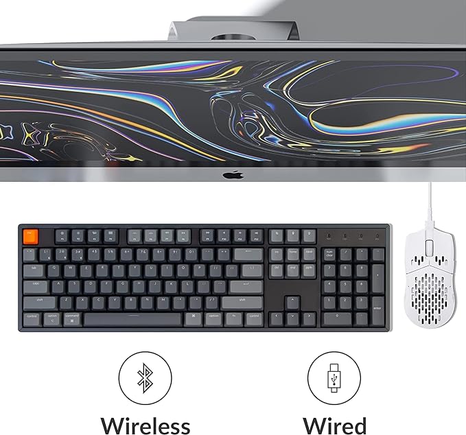 Keychron K10 RGB Full Size Layout Hot-Swappable Mechanical Keyboard for Mac Windows, Multitasking 104-Key Bluetooth Wireless/USB Wired Gaming Keyboard with K Pro Brown Switch Aluminum Frame