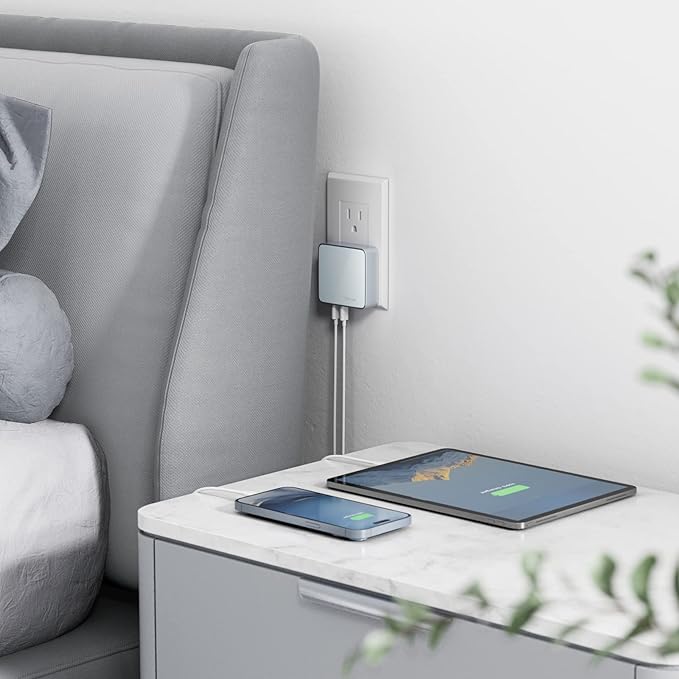 Nekmit USB C Charger, Thin Flat 52W 4-Port Fast Wall Charger with Two 20W Power Delivery and 2 USB Port for iPhone 14/14 Pro/14 Pro Max, Galaxy, Pixel, iPad Pro, AirPods Pro and More, Blue