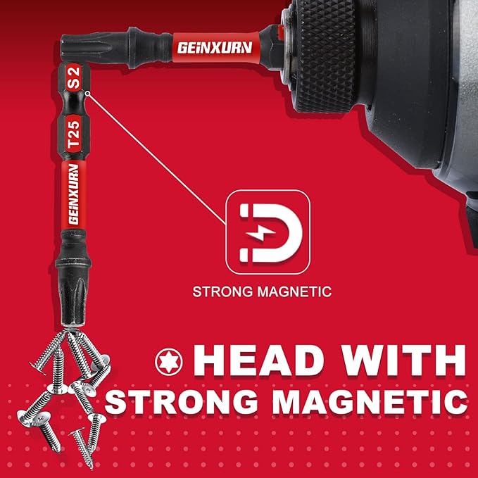 30 Pieces 2 In. T25 Impact Tough Magnetic Screwdriver Bit Set, #25 Torx Head Power Bits, S2 Alloy Steel Star Bits with 1 Pc Impact Bit Holder and Storage M-Box