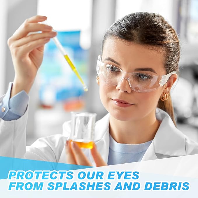 WFEANG Safety Glasses - Eye Protection Glasses with ANSI Z87.1, Scratch & Impact Resistant, Clear Protective Eyewear for Work, Lab, Construction (25pack Clear + 25pack Grey)