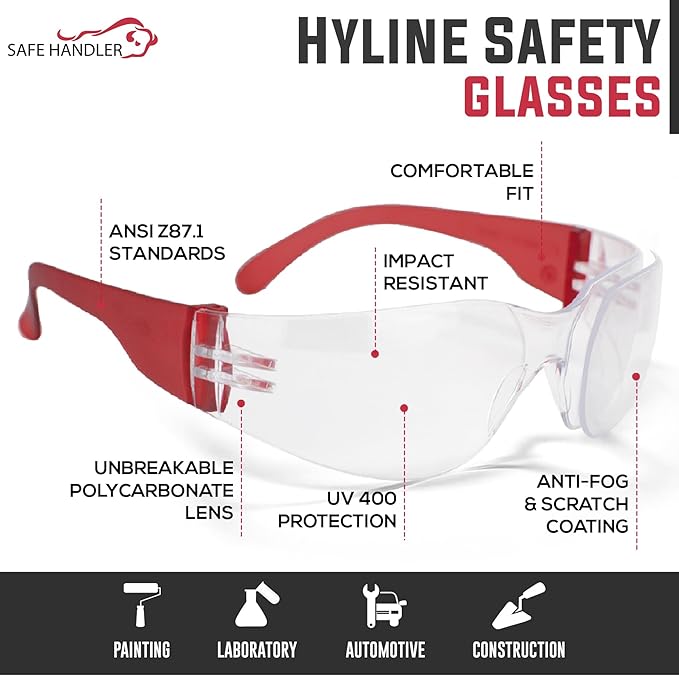 Hyline Anti-Fog Color Safety Glasses Variety, Impact Resistant, Polycarbonate, Anti-Scratch