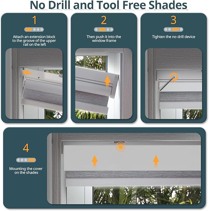 Motorized Blinds No Drill Automatic Blinds for Windows Cordless Roller Shades Electric Blinds with Remote Control Smart Blinds (Customize Size)