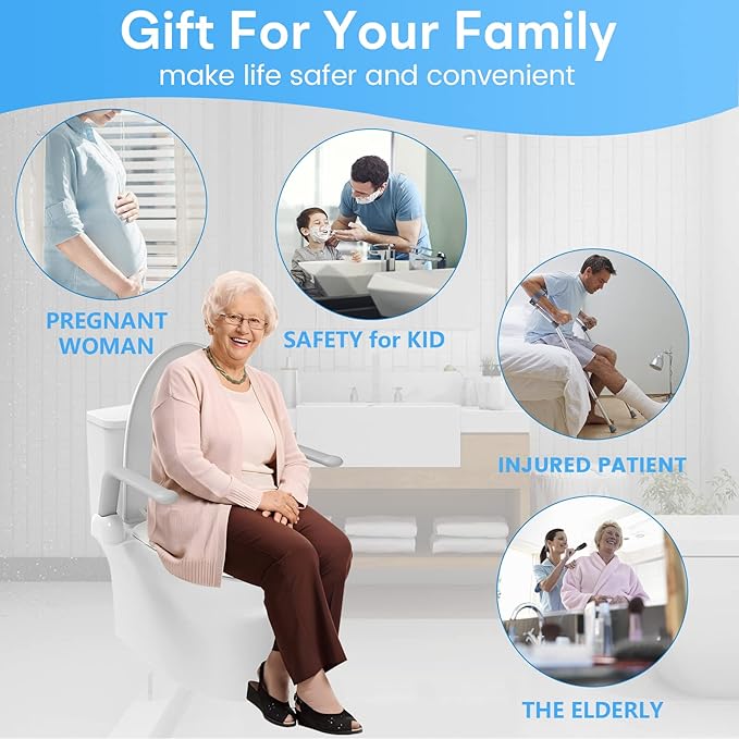 Toilet Safety Rail, Heavy Duty Foldable Toilet Handrail, Aluminum Alloy Support Up to 480LBS Perfect for Elderly Senior Handicap Pregnant