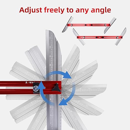 Aircraft-Grade Aluminum Stair Tread Template Tool – Adjustable Stair Tread Gauge & Jig | 16”,12”,8” Extension Kit (6-Piece Set) | Precision Stair Measuring Tool for Contractors & DIY