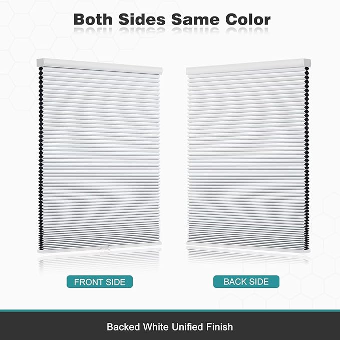 Changshade Cordless Cellular Shades, Blackout Honeycomb Shades for Windows, Pull Down Pleated Blinds, Easy to Install for Indoor Windows and French Doors,52" W x 72" H, White