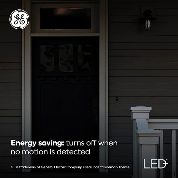 GE LED+ Motion Sensor LED Light Bulbs, 12W, Outdoor Security Lights, Daylight, A21 (8 Pack)