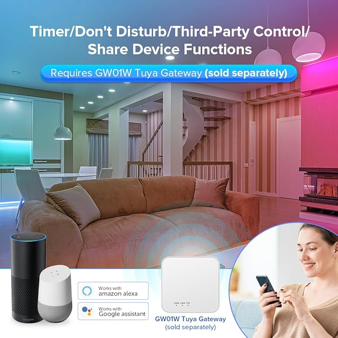 BTF-LIGHTING C04RF Tuya Controller Support PWM 5050SMD FCOB COB RGBW (+ R G B W) 5pin LED Strip Support with WR02RF RC03RFB RF Remote DC5V/DC12V/DC24V Max 12A Indoor Use Only(NO Remote NO Power)