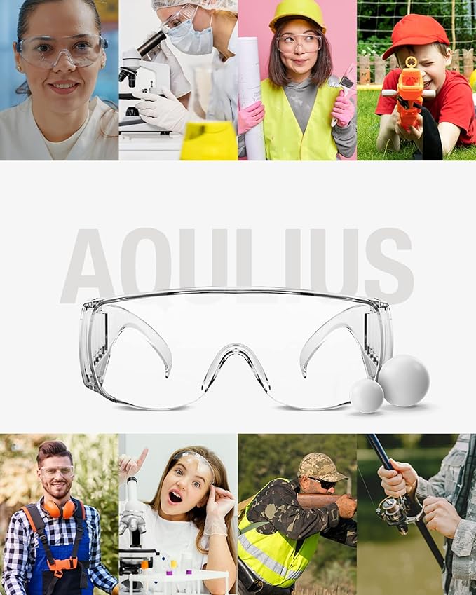 Aqulius OTG Safety Glasses - 24-Pack - Polycarbonate Anti-Fog Bulk Safety Glasses with Side Shields - Protective Eyewear for Eye Protection