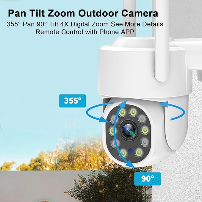 4K Outdoor Security Camera, 8MP 2.4G/5G WiFi &Wired Cameras for Home Security, 360° View Pan Tilt IP Surveillance Camera with Human Detection, Auto Tracking,Two Way Talk, Full Color Night Vision