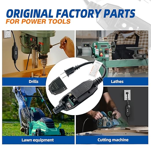 ELEGRP G1215CM2 G20CMR Patented Auto-Monitoring GFCI Replacement Plug Inline Assembly, Manual Reset 15 Amp Non-Grounded 2 Wires 2-Prongs for Power Tools, Lawn Equipment etc, UL Listed, 1 Pack, Black