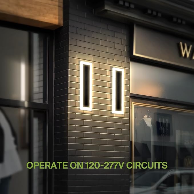 ASD LED 24" Long Wall Mount Light Fixture, Outdoor & Indoor Linear Sconce | 3CCT, Dimmable, Waterproof, Anti-Rust, ETL Listed | 24W 2000LM 3000-5000K 100-277V | Exterior Porch Lighting | Black, 2 Pack