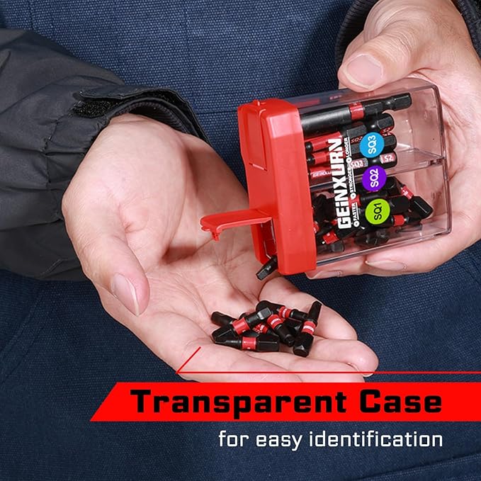Impact Square Screwdriver Bits Set,43 Pcs Magnetic (SQ1/SQ2/SQ3) S2 Steel Multi Driver Bits Tips with Storage Colorful Box
