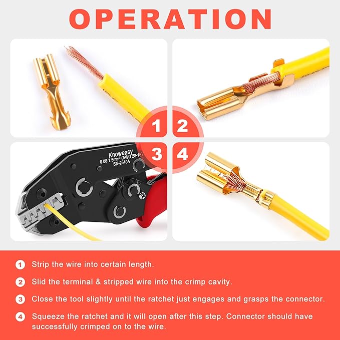Knoweasy JST Crimper and Molex Crimper Compatible with JST, Dupont, Molex terminals - Precision JST Crimp Tool Model 2549A