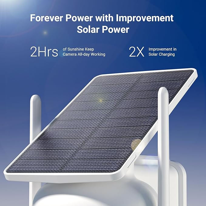 Security Cameras Wireless Outdoor Home System, 2 Camera Kit, No Subscription Fees, Solar Powered, Local Storage, 365-Day Battery Life, 360°PTZ Surveillance, Auto Tracking, 2K Color Night Vision