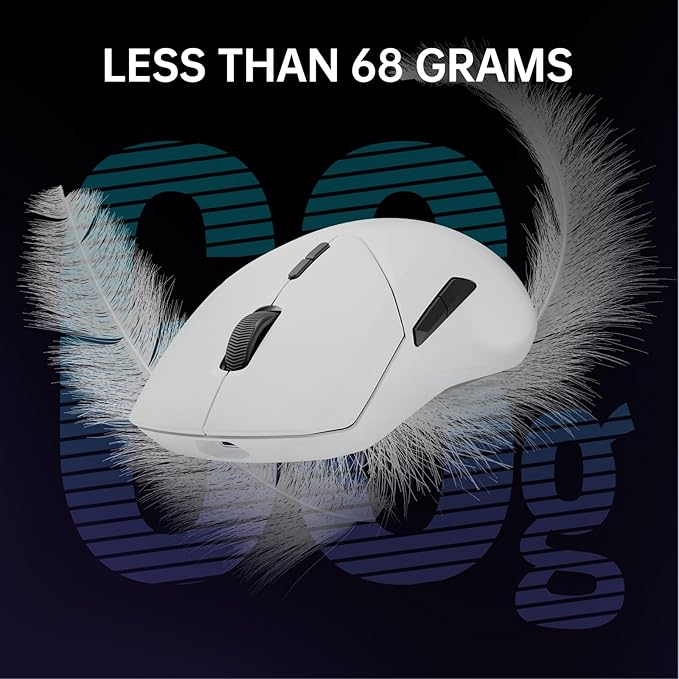 Rapoo VT9PRO 4K Wireless Gaming Mouse, PAW 3398 Sensor, 26000 DPI, 4KHz Polling Rate, 0.25ms Response Time, Lightweight, 10 Programmable Buttons, 180h Battery Life, On-Board Memory, PC - White