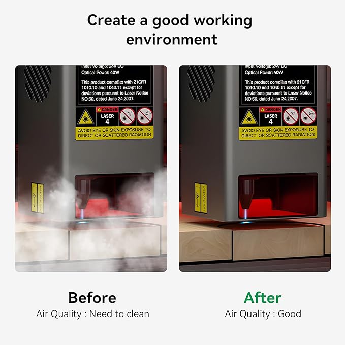 Creality Smoke Purifier with Extraction Tube, 3-Stage Filtration, 99.97% Purification Rate, Low Noise＜50dB, 200m³/h, 100W Fume Extractor for Laser Engraver Machine