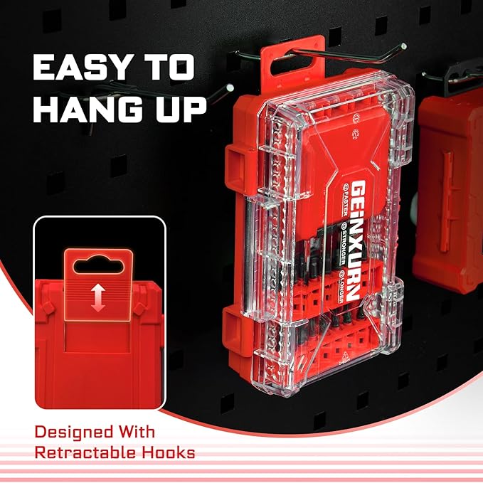 65Pieces Impact Screwdriver Bits Set, Magnetic S2 Steel Phillips/Slotted/Square/Torx Insert Power Bits Tips, Impact Bit Holder with Red Storage Box Case