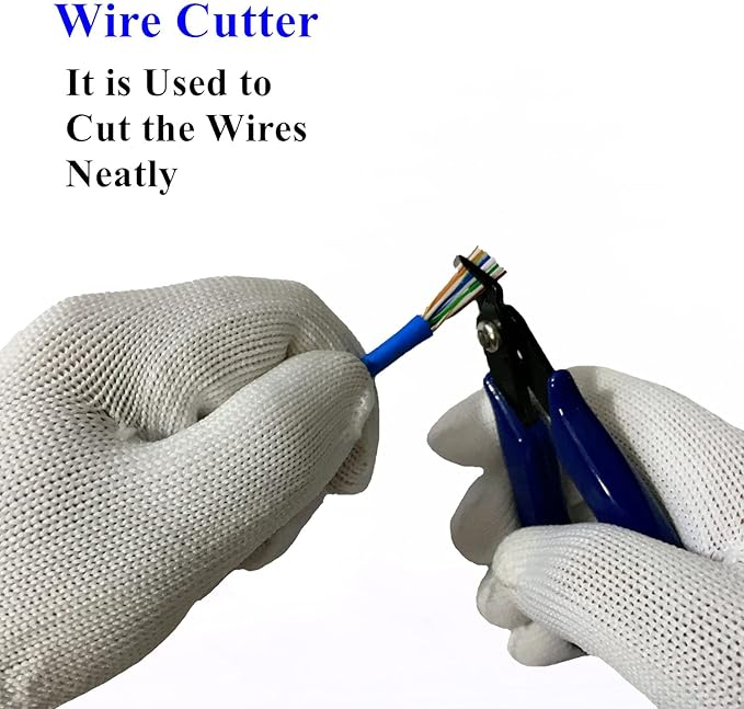 Rj45 Crimp Tool Kit Pass Through and Standard Cat6 Cat6A Cat5 Cat5e rj45 Crimping Tool with 50pcs rj45 Cat6 Pass Through Connectors, 20pcs Covers, 1 Network Cable Tester, 2 Wire Strippers, 1 Cutter