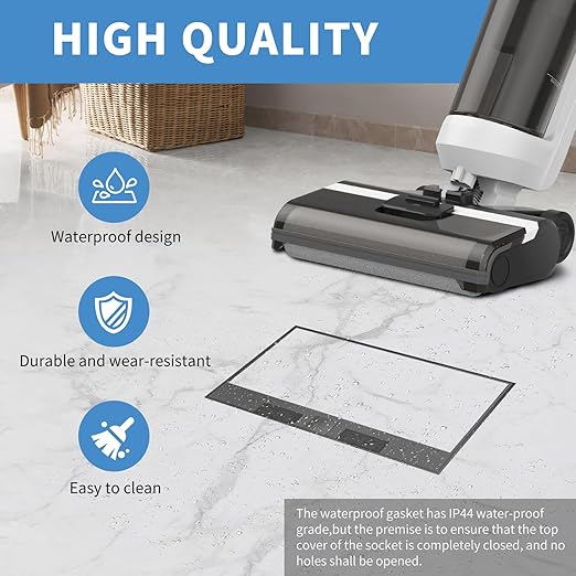 Vagueior Recessed Floor Electrical Outlet Kit,with 4 * 15A Receptacle+1 * 5V 2.1A USB Charging Ports+2-Port RJ45 Datacom Receptacle，Waterproof Electrical Outlet Covcer Box,Black