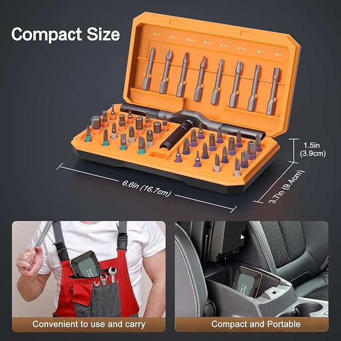 42 in 1 Magnetic Screwdriver Set, DIY Ratchet Screwdriver Set, Multi Bit Magnetic Drive Set with Detachable Ratchet Handle, Portable Compact Repair Tool Kit for Home Furniture Computer Bicycle