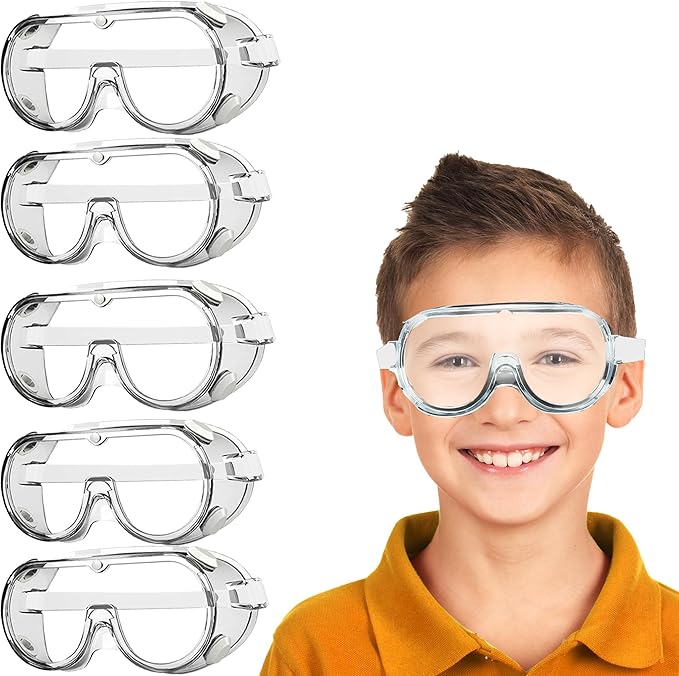 5 Pieces Kids Safety Goggles, Lightweight Polycarbonate Lenses and PVC Frame, Eye Protection for Kids