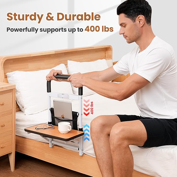 ONLYCARE Bed Rails for Elderly Adults Safety, Adjustable Side Rails for Beds for Seniors & Patients, FSA or HSA Eligible Elderly Bed Support with Motion Light & Storage Pocket, Fits All Beds