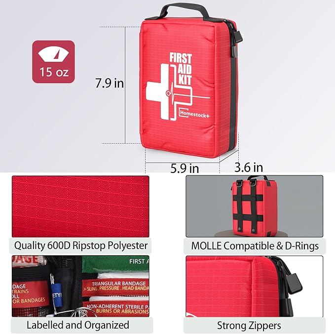 Compact First aid Kits,Portable First Aid Kit with Labelled Compartments Molle System Medical Kit for Car, Hiking, Backpacking, Camping, Traveling, and Cycling-111 Piece