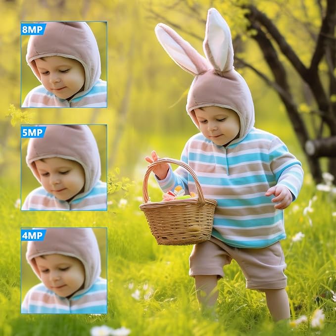 8MP 4K IP PoE Turret Camera Outdoor, H.265 PoE IP Security Dome Camera with 80ft Night Vision, 2.8mm Lens, 105° Wide Angle, Built-in Mic, WDR, Compatible with Third-Party NVRs and Software