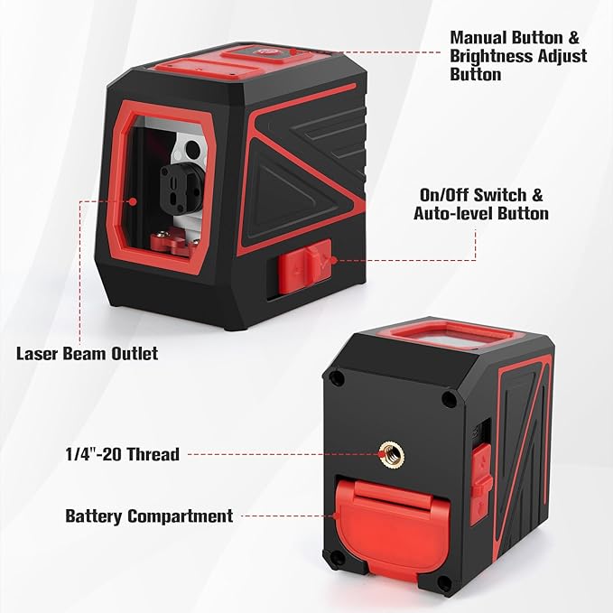 Laser Level, 100 feet 360 Self Leveling Green Cross Line lazer leveler tool with Tripod & Battery - for Picture Hanging, Construction, and DIY Home Improvement - IP54 Waterproof for Laser Measuring