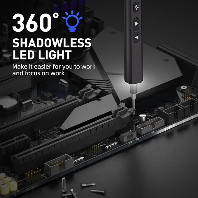 Electric Screwdriver Set, 2025 NEW 44 in 1 Mini Cordless Precision Screwdriver, Ultra-high Strength Steel Bits, 2 Speeds, Long Battery Life, Anti-slip Handle, LED Lighting, For Most Digital Products