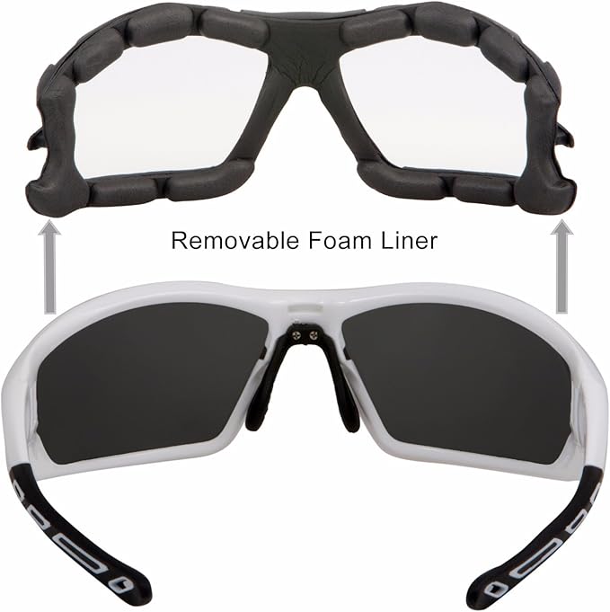 WYND Blocker Motorcycle Riding Glasses Extreme Sports Wrap Sunglasses (White/Smoke)