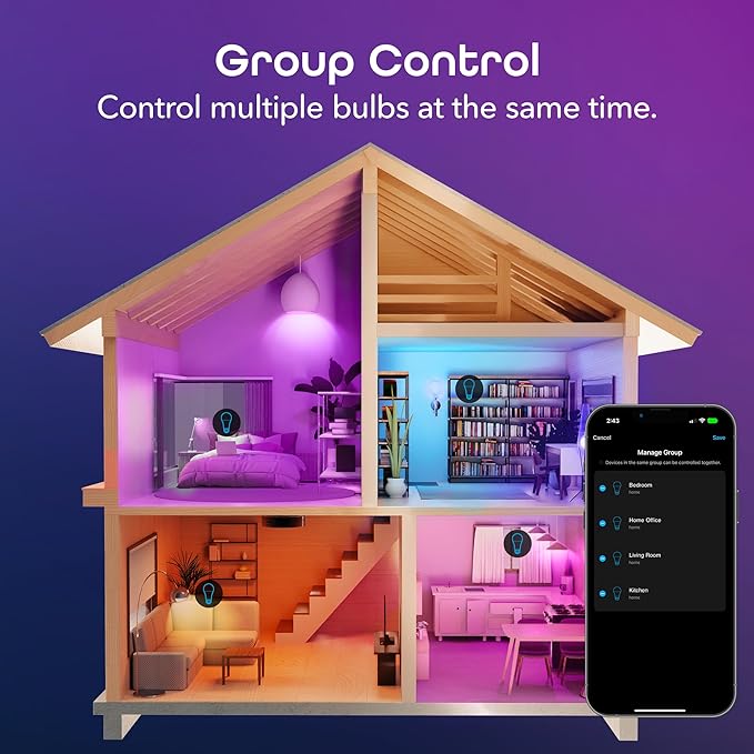 Geeni Prisma Plus 800 Dimmable Smart Light Bulbs with 2.4 GHz Wi-Fi Connectivity – Color-Changing & Tunable White, A19 LED Smart Bulb – Works with Alexa & Google, 2-Pack