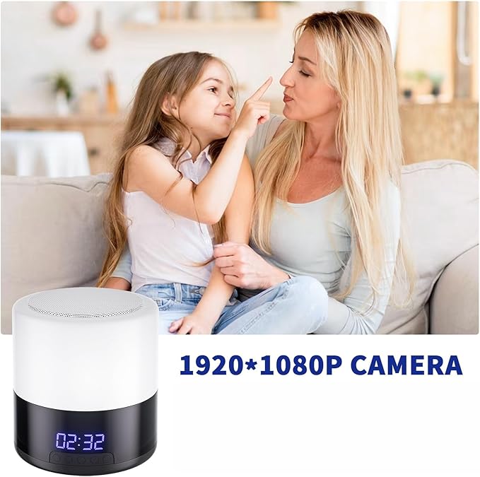 Security Camera with Bluetooth Speaker and Night Light – 1080P Indoor WiFi Camera for Home Security, Motion Detection, Night Vision, App Control, Local & Cloud Storage, Wireless Baby Monitor (White)