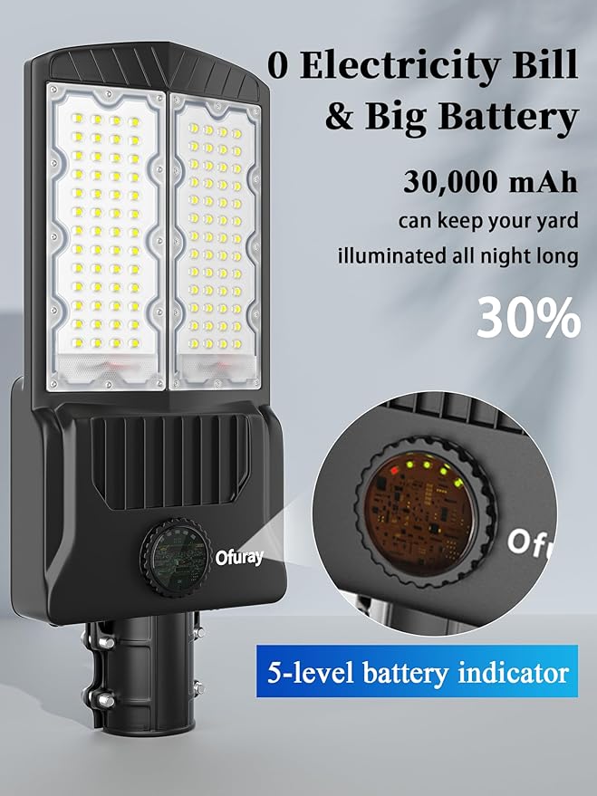 Ofuray OL-7500W Solar Street Lights Outdoor,Parking Lot Lights Commercial Dusk to Dawn,30,000mah Big Power Solar Security Flood Remote Control with Motion Sensor for Street,Yark,Court
