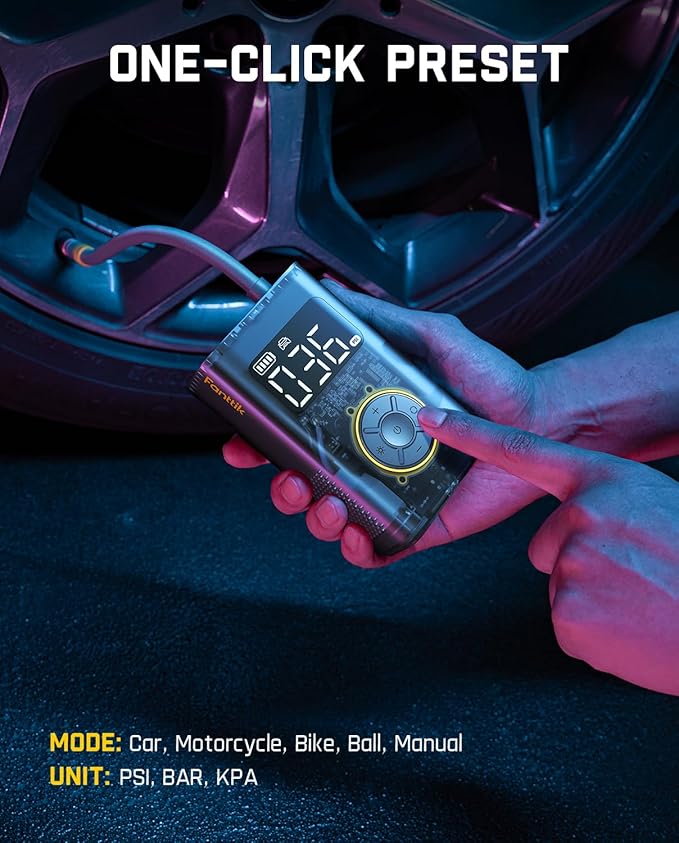 Fanttik X9 Pro Portable Tire Inflator for Compact Car, 1Min Jet-Inflate Electric Bike Pump with Digital Tire Pressure Gauge, 150PSI Air Compressor for Electric Bikes, Motorcycle, Ball, Mechanical Gray