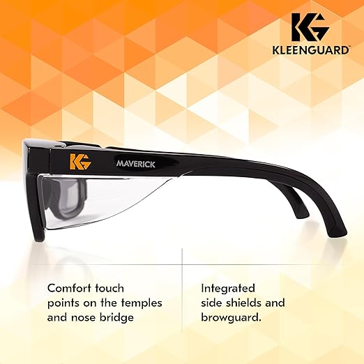 KLEENGUARD™ V30 Maverick™ Safety Glasses (56569), Smoke Lenses with KleenVision™ Anti-Fog coating, Black Frame, Carrying Case, Unisex Sunglasses for Men and Women