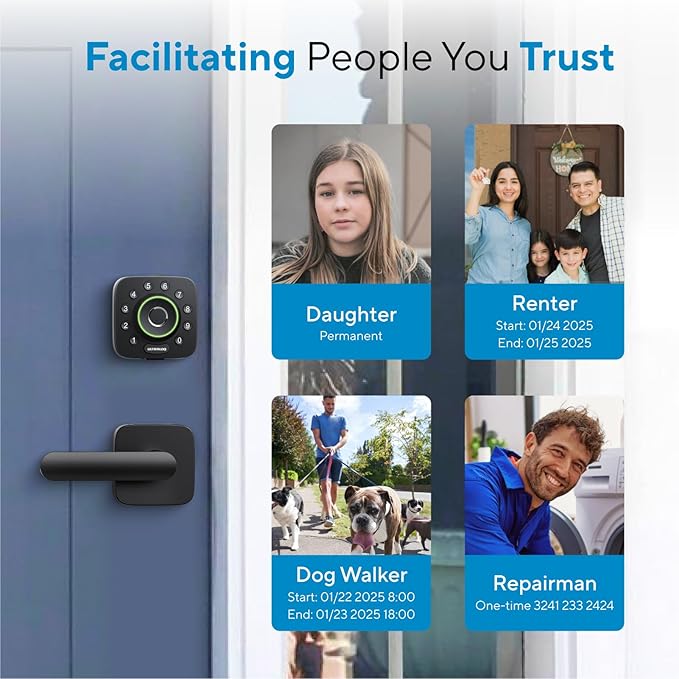 ULTRALOQ U-Bolt Pro Smart Lock with WiFi Bridge, 7-in-1 Fingerprint Keyless Entry Door Lock, App Remote Control, Backlit Keypad, Auto Unlock, Front Door Smart Deadbolt, IP65 Waterproof, 1Year Battery
