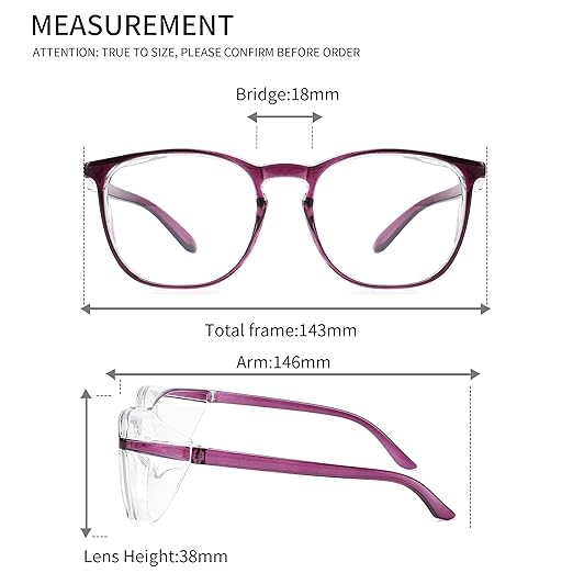 Alsenor Safety Glasses Anti Fog Goggles Protective Eyewear Blue Light Blocking Anti Dust UV Protection Glasses For Men Women (2 Pack (New Purple + Black))