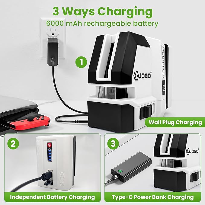 Self Leveling Laser Level, 98Ft Green Cross Line Lazer Leveler Tool for Picture Hanging Construction Floor Tile Wall, Rotary Nivel Laser with Magnetic Base Rechargeable Battery Carrying Case