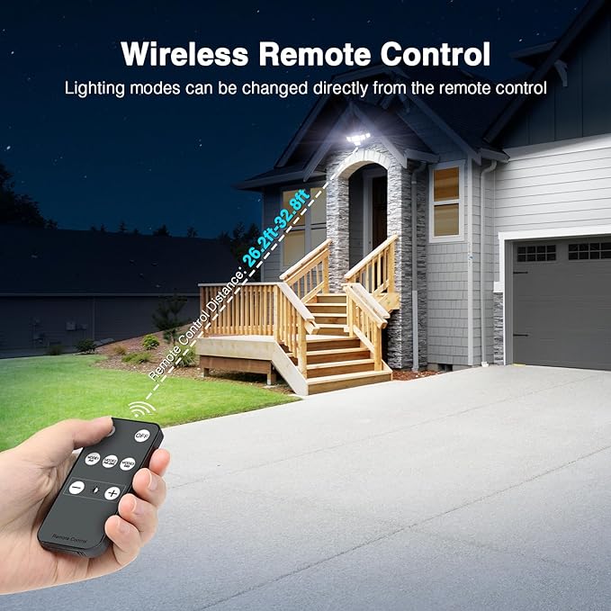 6000LM Solar Lights Outdoor Waterproof, 6 Heads Solar Flood Lights Outdoor with 2 Motion Sensor, 310 LED Motion Light with Remote Control for Yard Outside House Patio 3 Pack