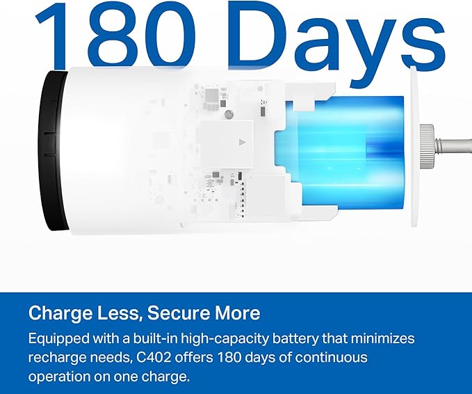 TP-Link 𝗧𝗮𝗽𝗼 Wireless Outdoor Security Camera, 1080P, Up to 180 Days of Battery Life, Free Person Detection, SD/Cloud Storage, Spotlight Color Night Vision, No Hub Needed, Works w/Alexa, Tapo C402