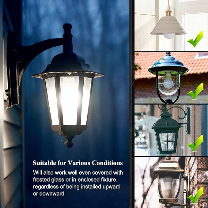 DiCUNO Radar Motion Sensor Light Bulbs Outdoor, 12W (100W Equivalent), Motion Sensor Bulb Auto On/Off, Daylight White 5000K, 1100 LM, A19 E26 Indoor/Outdoor Lighting for Front Porch Garage, 2-Pack