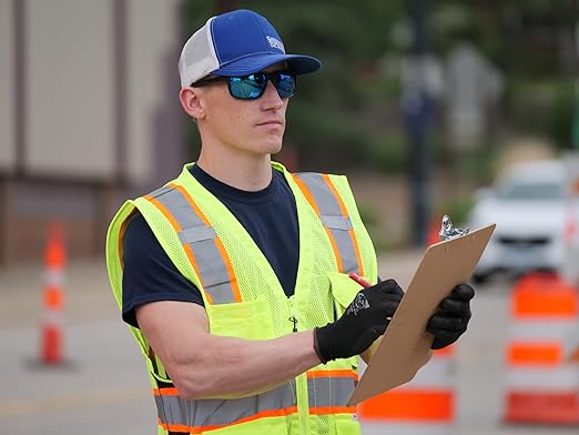 Bullhead Safety Crevalle Safety Glasses, Anti-Fog and Scratch Resistant, Precision Lens with UV Protection, Comfortable and Lightweight, Blue Mirror Lens and Matte Gray Full-Frame, One Size