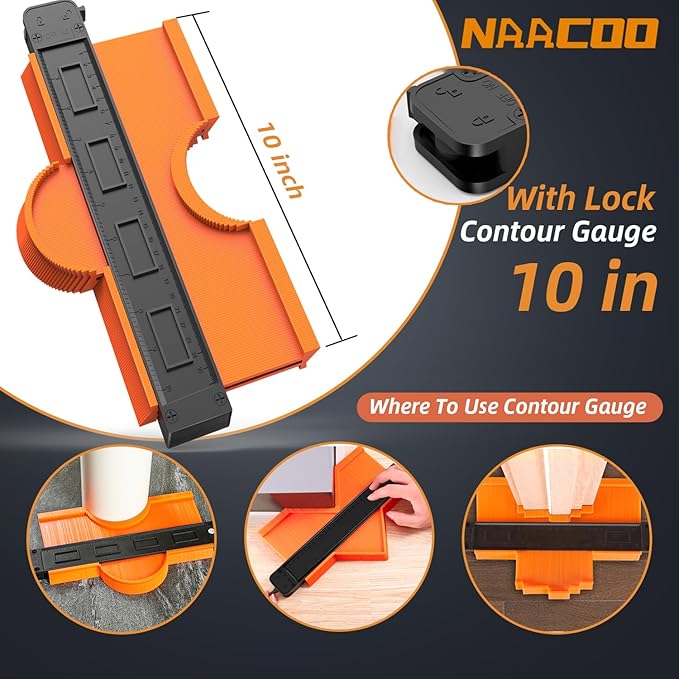 Laminate Flooring Tools,Vinyl Flooring Tools, Heavy Tapping Block, Heavy Pull Bar, 10”Contour Gauge, 20pc Upgrade Flooring Spacers, Rubber Mallet - Professional 5 in 1 Flooring Installation Kit