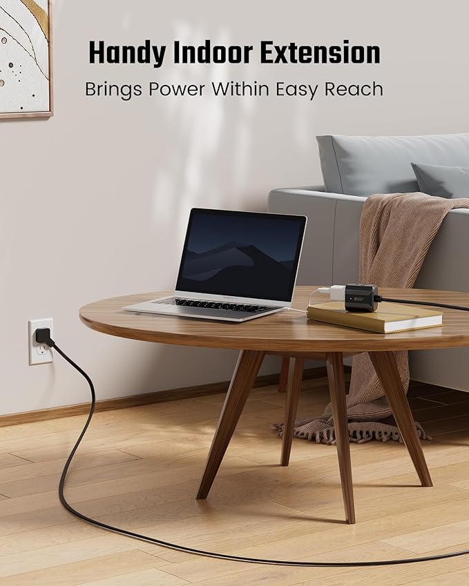 Extension Cord 3ft SUPERDANNY Mini Power Strip Ultra Right Angled Flat Plug for Tight Spaces,Indoor Extension with 3 Outlets,for Office Home Appliances,Non Surge Protector for Travel Cruise,Black