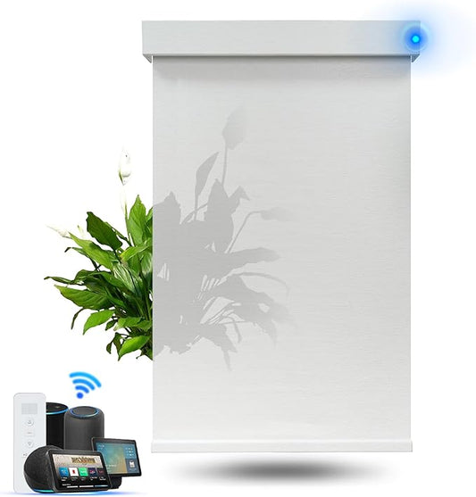 Motorized Blinds with Remote, Light Filtering Smart Roller Blinds Compatible with Apple Homekit Google Home and Alexa, Automatic Window Blinds Customize, White